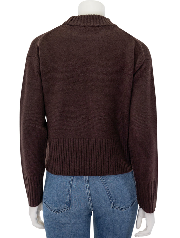 Back view of Veronica Beard's andi sweater in dark chocolate.