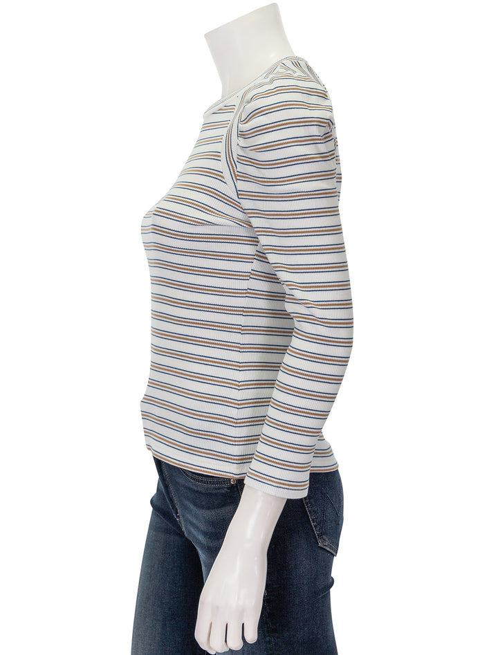 Side view of Veronica Beard's delano top in off white multi.