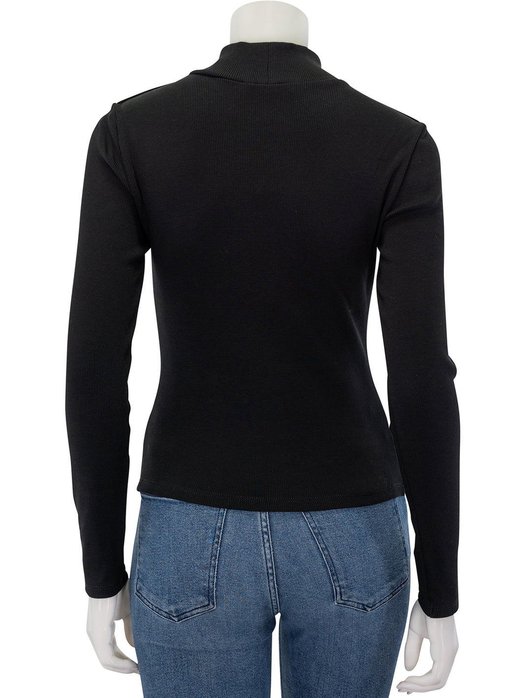 Back view of Veronica Beard's nate top with buttons in black.