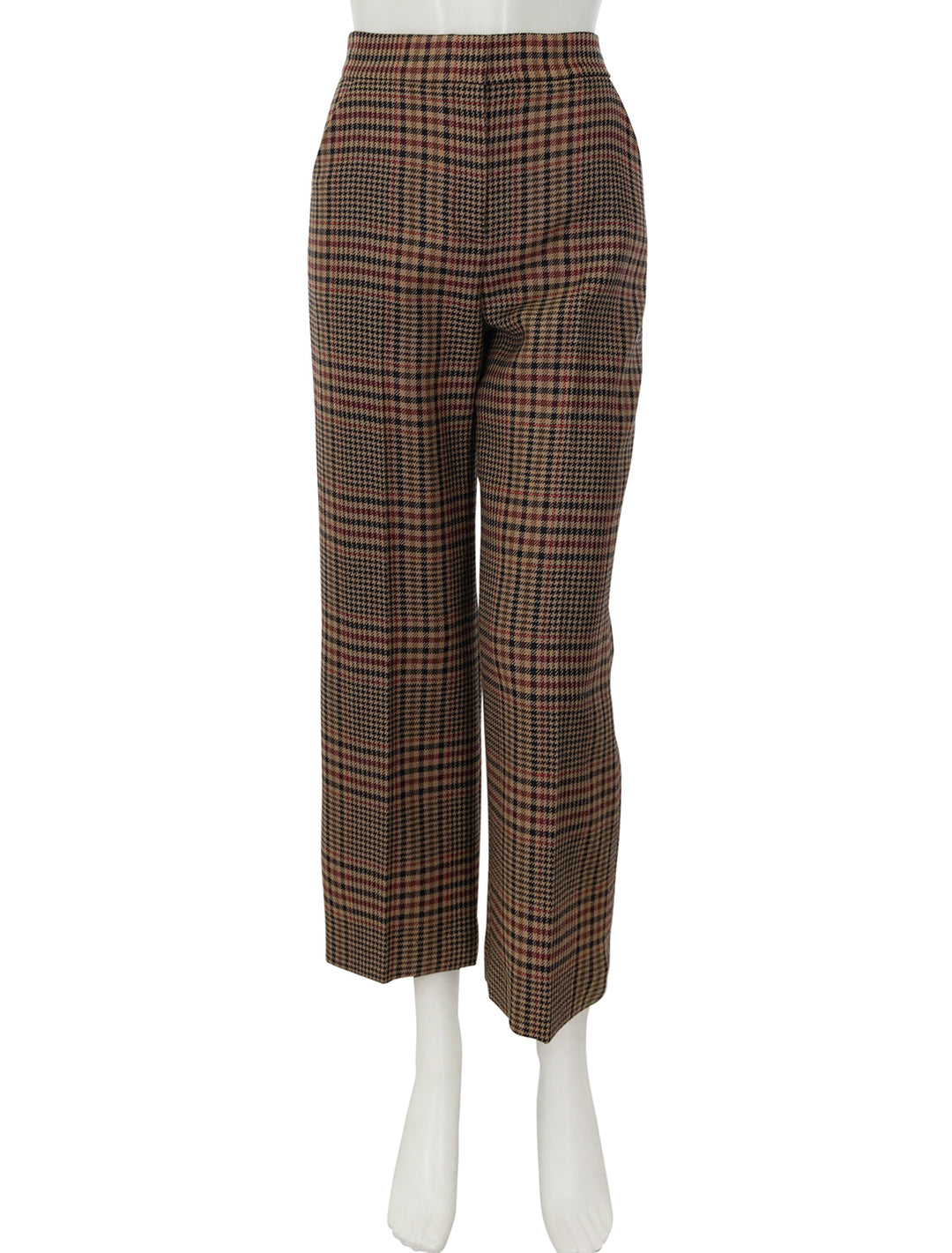 Front view of Veronica Beard's brixton pant in camel and black.