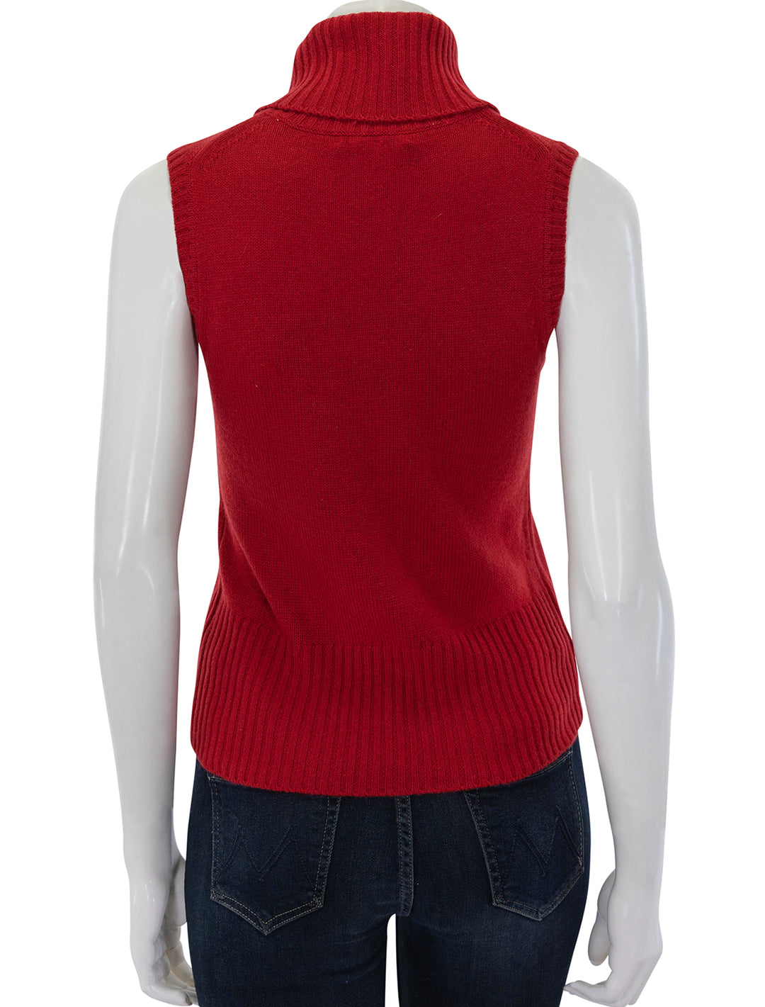 Back view of Veronica Beard's mazzy cashmere shell in crimson.