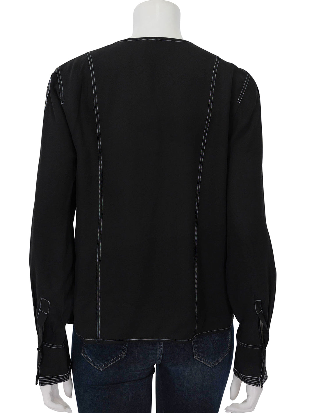 Back view of Ulla Johnson's safi blouse in noir.