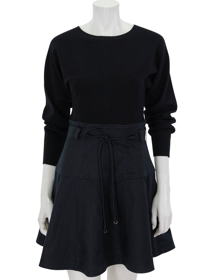 Front view of Ulla Johnson's aremi dress in noir.