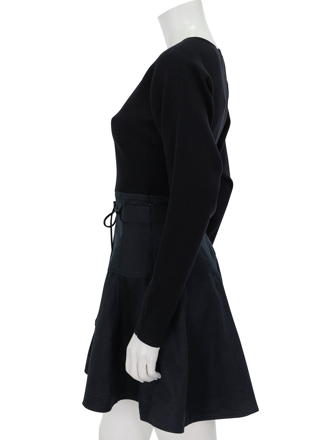 Side view of Ulla Johnson's aremi dress in noir.