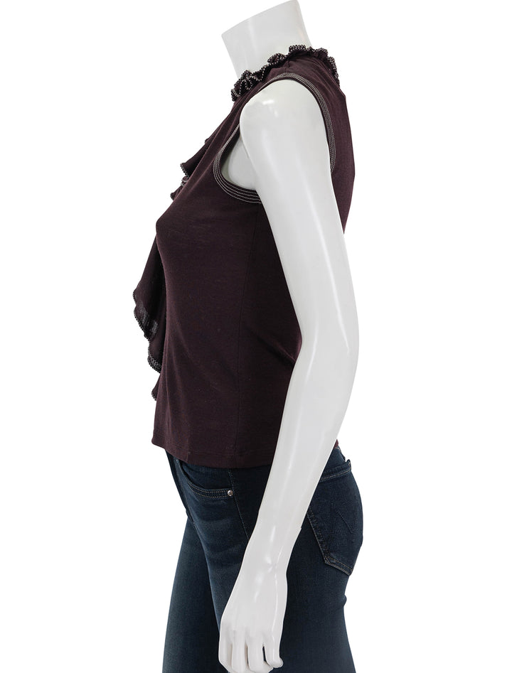 Side view of Ulla Johnson's brea top in mahogany.