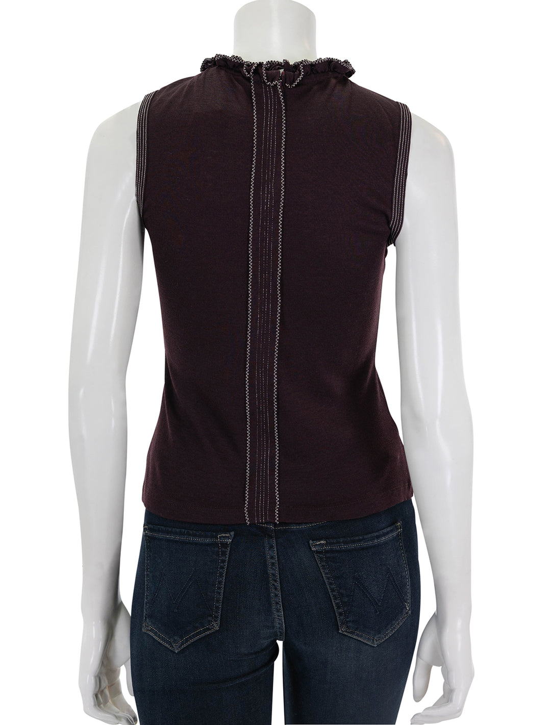 Back view of Ulla Johnson's brea top in mahogany.