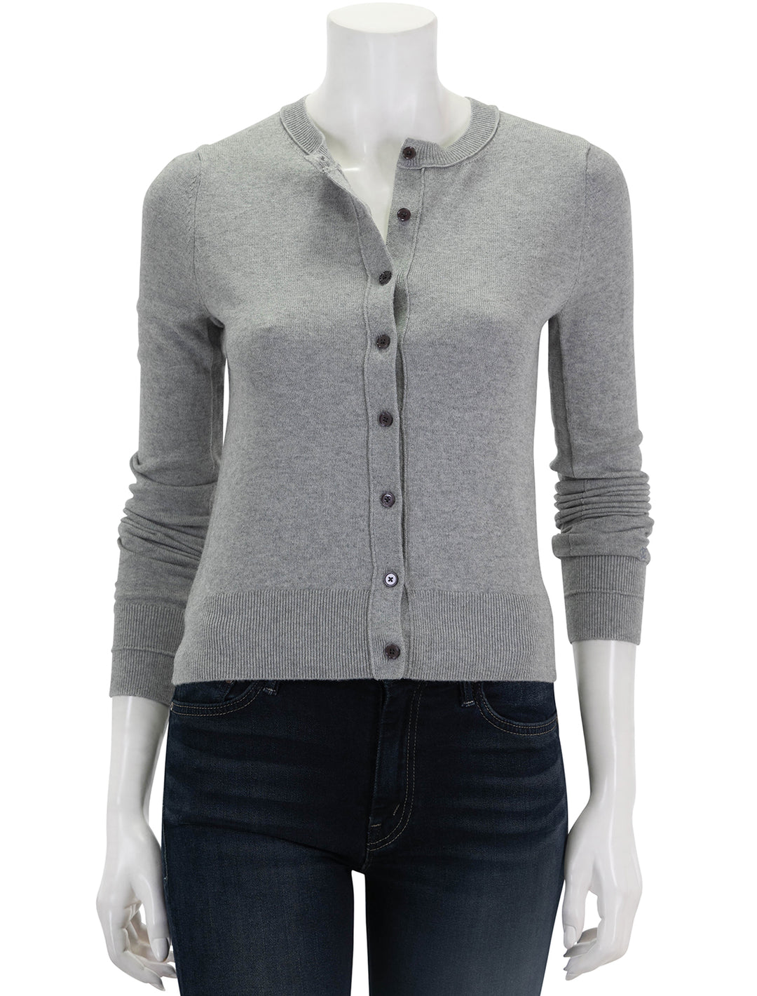 Front view of Derek Lam 10 Crosby's thibeaut long sleeve in medium heather grey.