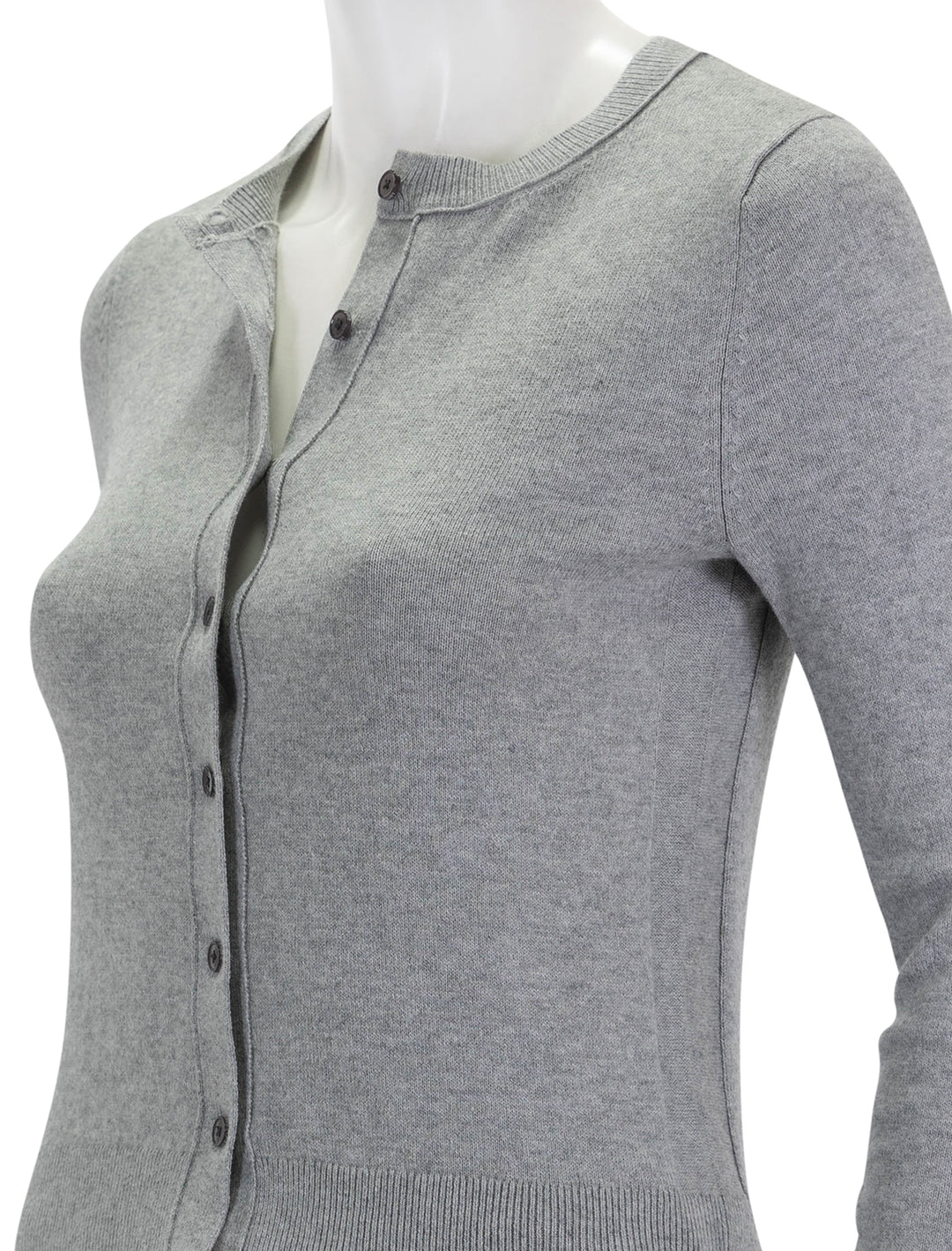 Close-up view of Derek Lam 10 Crosby's thibeaut long sleeve in medium heather grey.