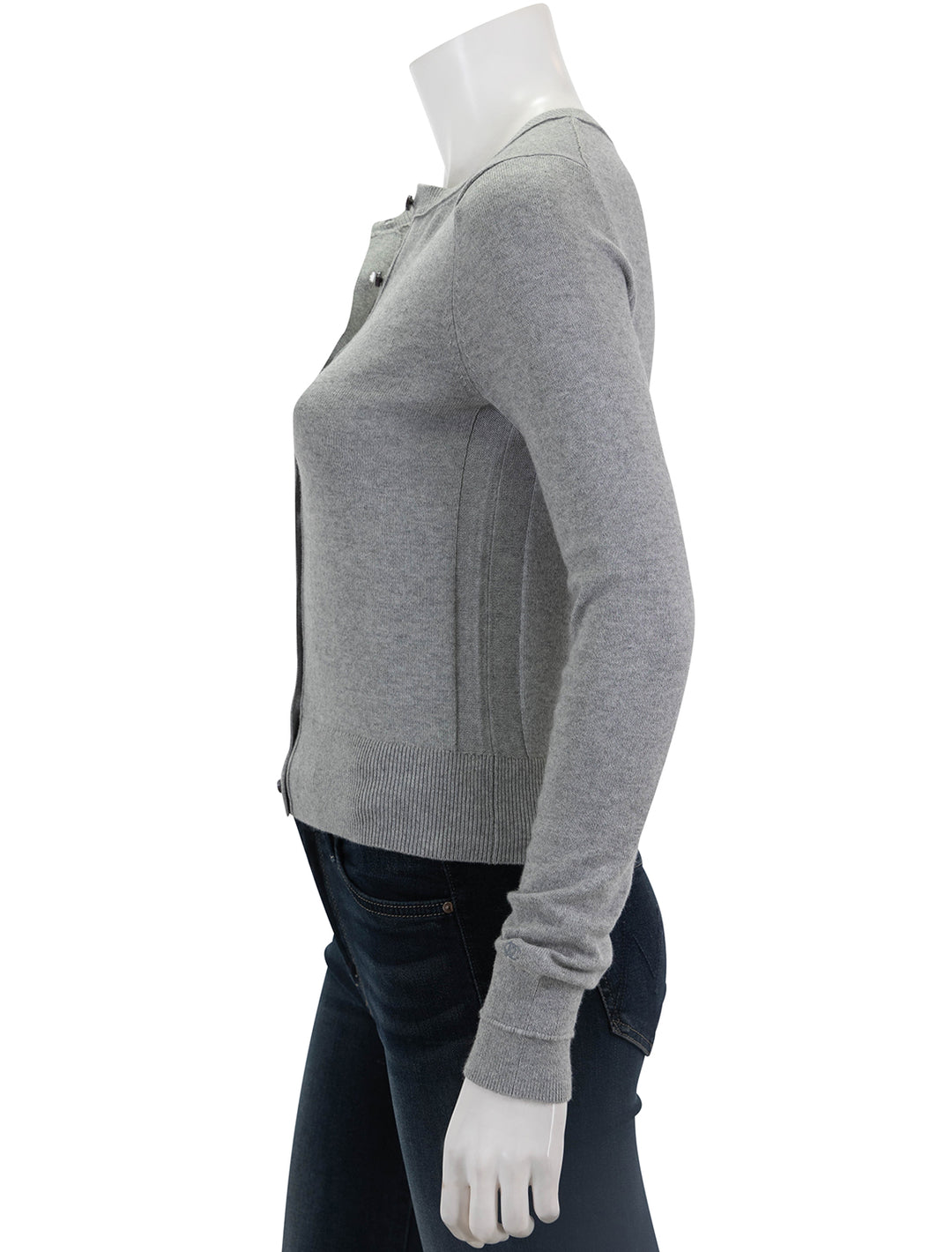 Side view of Derek Lam 10 Crosby's thibeaut long sleeve in medium heather grey.