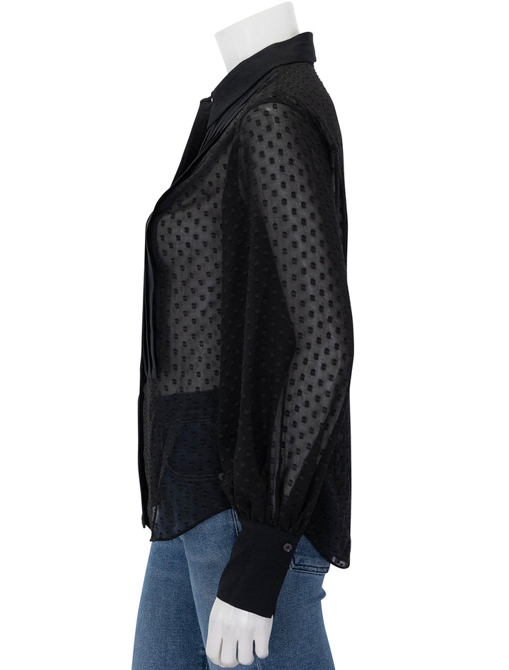 Side view of Derek Lam 10 Crosby's Oriel Dot Jacquard Shirt in Black.