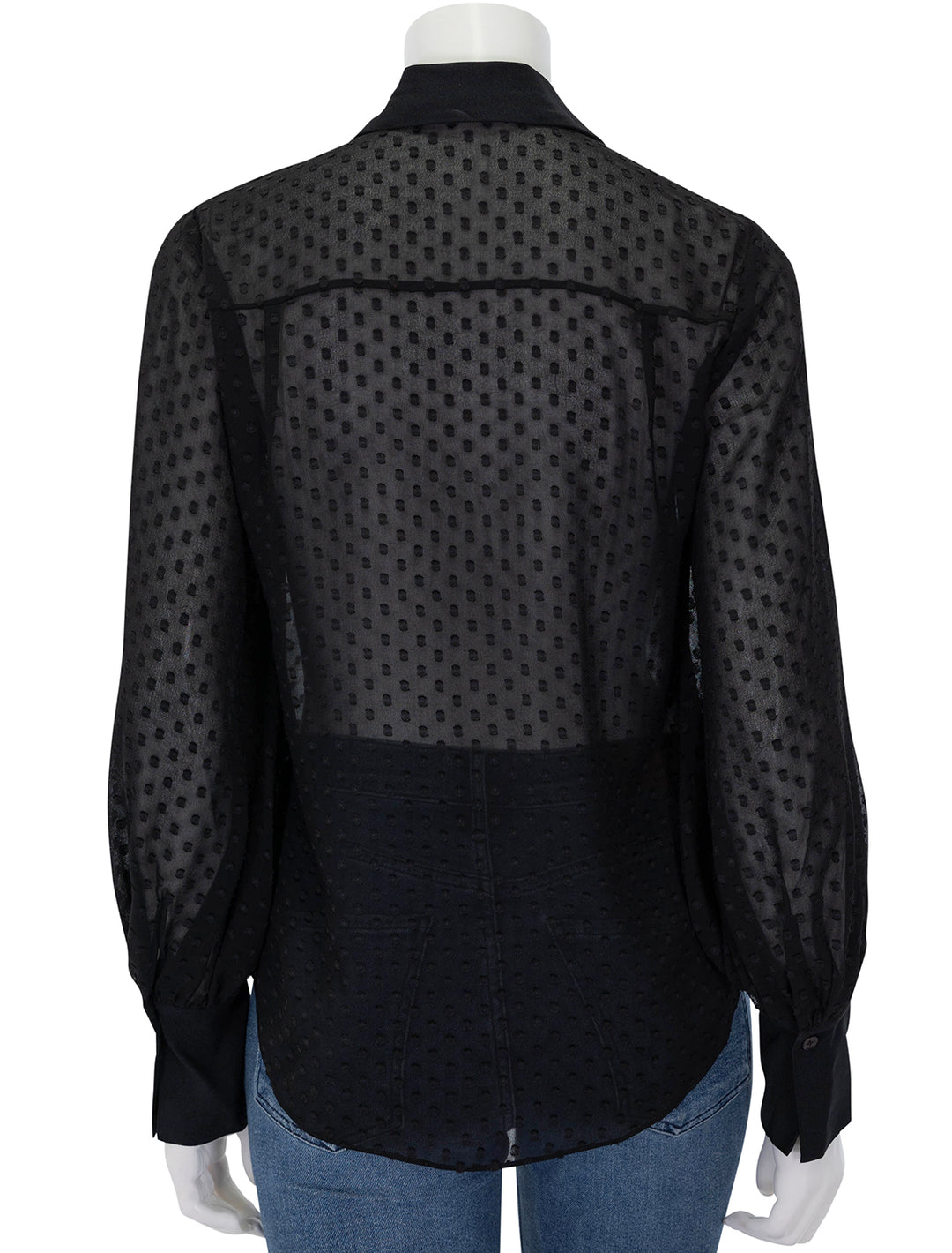 Back view of Derek Lam 10 Crosby's Oriel Dot Jacquard Shirt in Black.