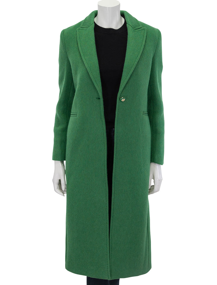 Front view of Vilagallo's katherin coat in green.