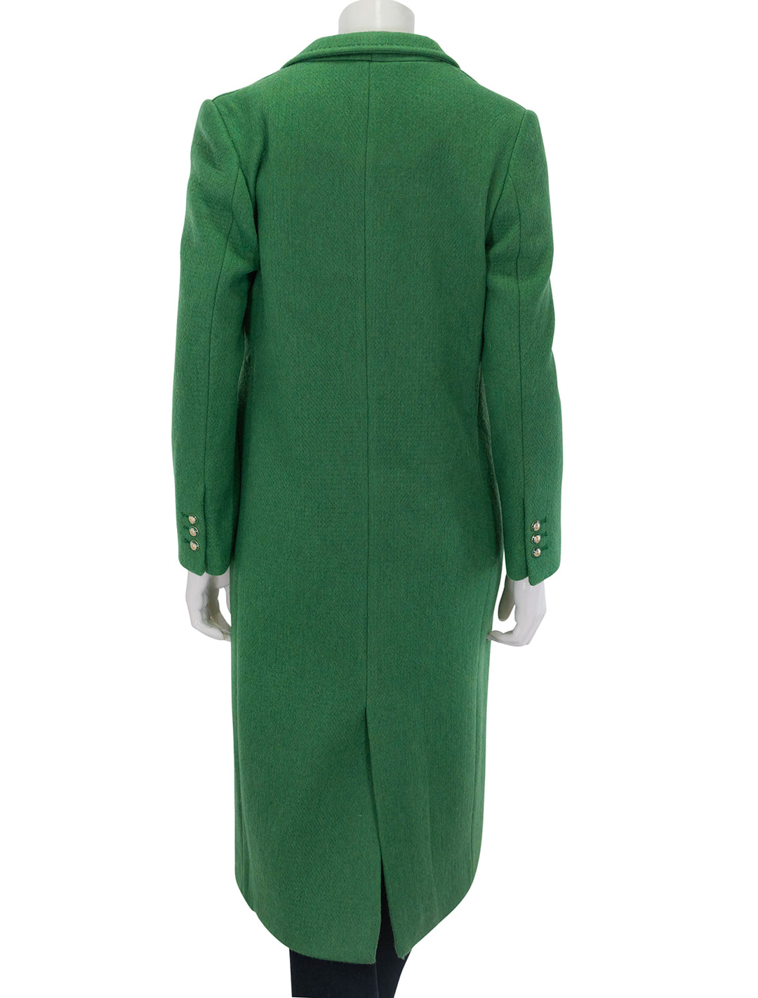 Back view of Vilagallo's katherin coat in green.