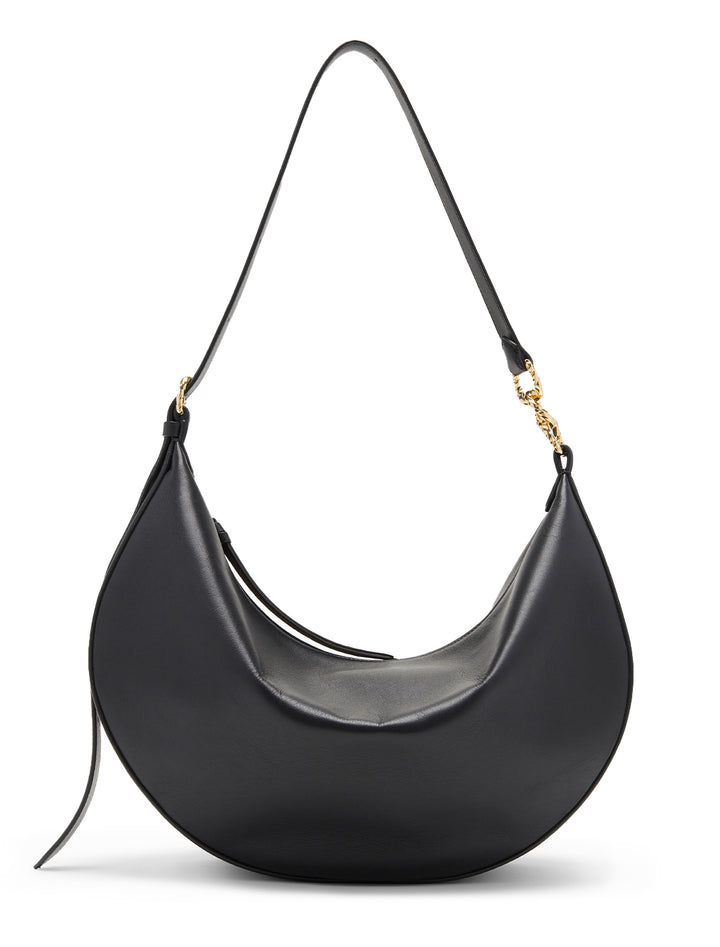 Front view of Ulla Johnson's twyla large hobo in noir.