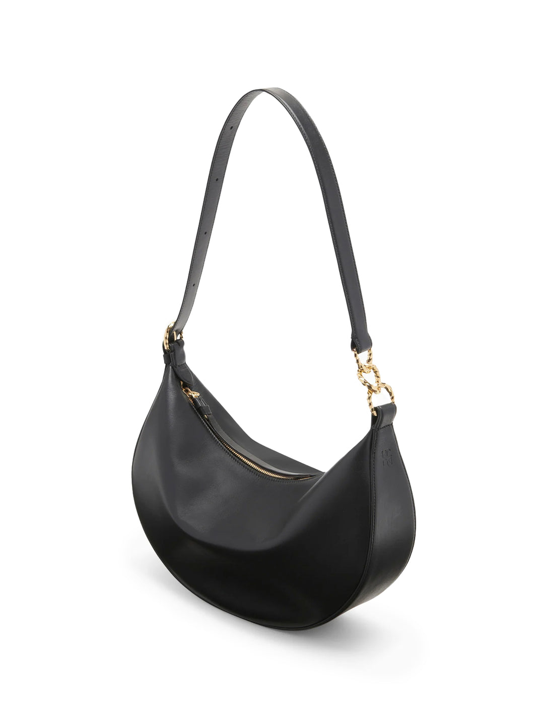 Side angle view of Ulla Johnson's twyla small hobo in noir.