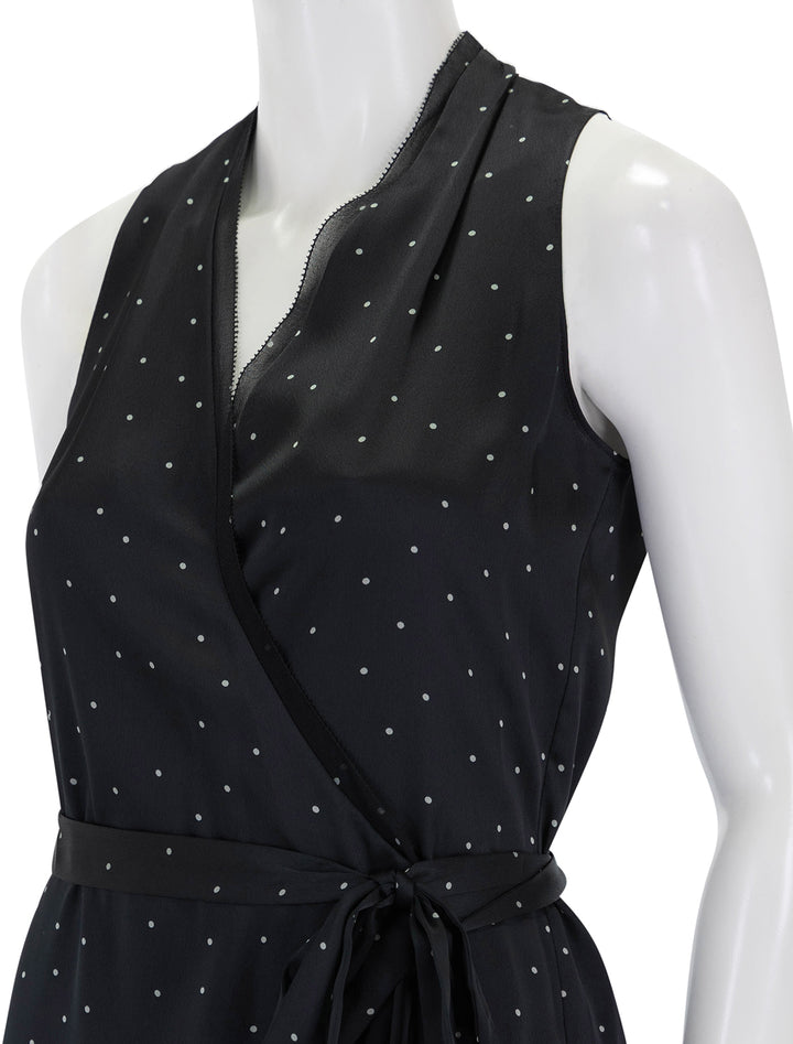 Close-up view of Vince's dot wrap dress.