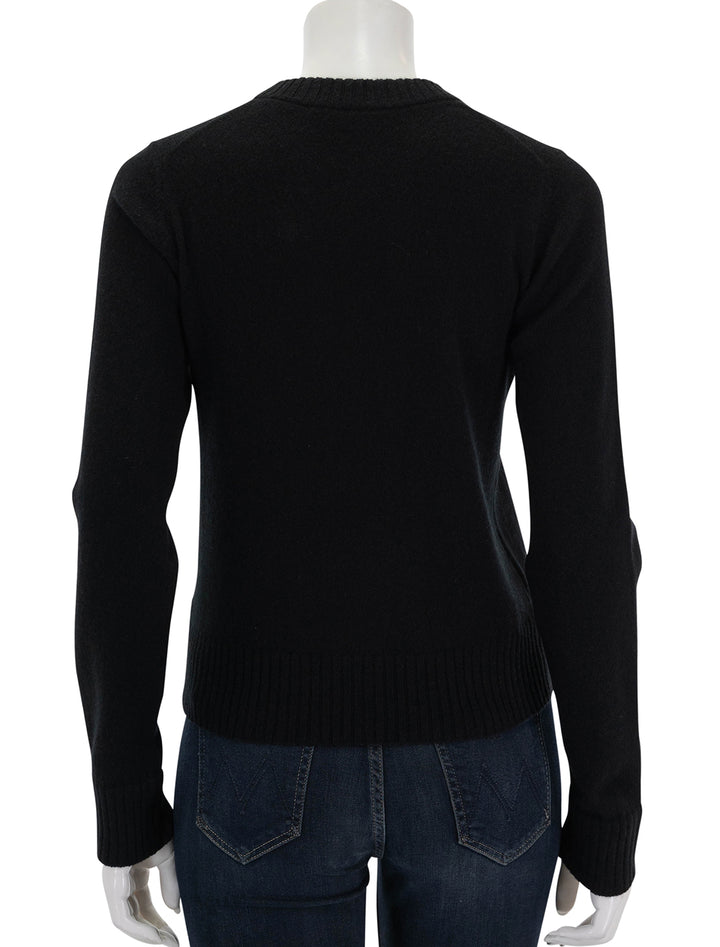 back view of classic crew neck pullover in black