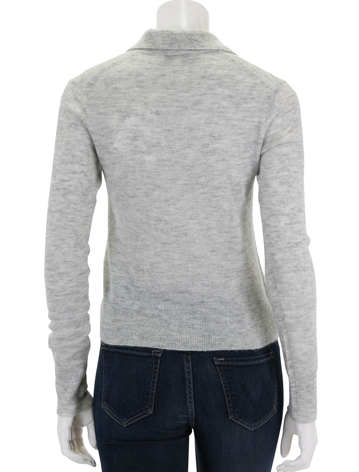 Back view of Vince's silk blend collar crew neck in mist grey.