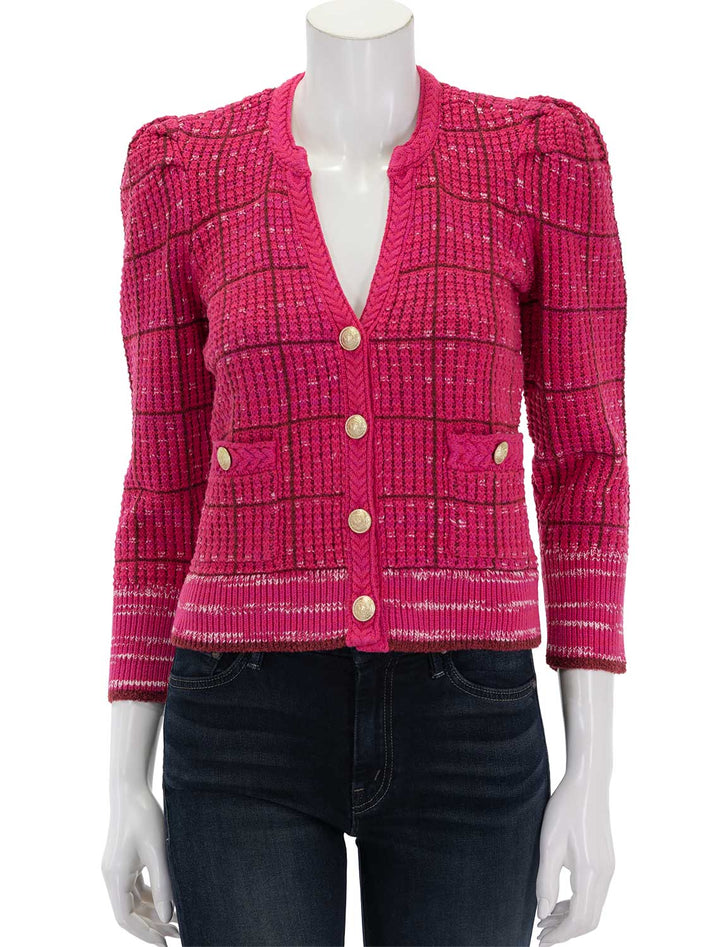 front view of jenni cardigan in pink multi