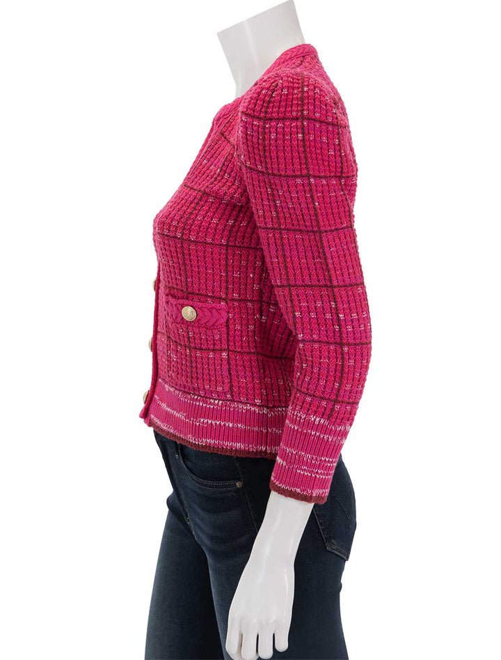 side view of jenni cardigan in pink multi