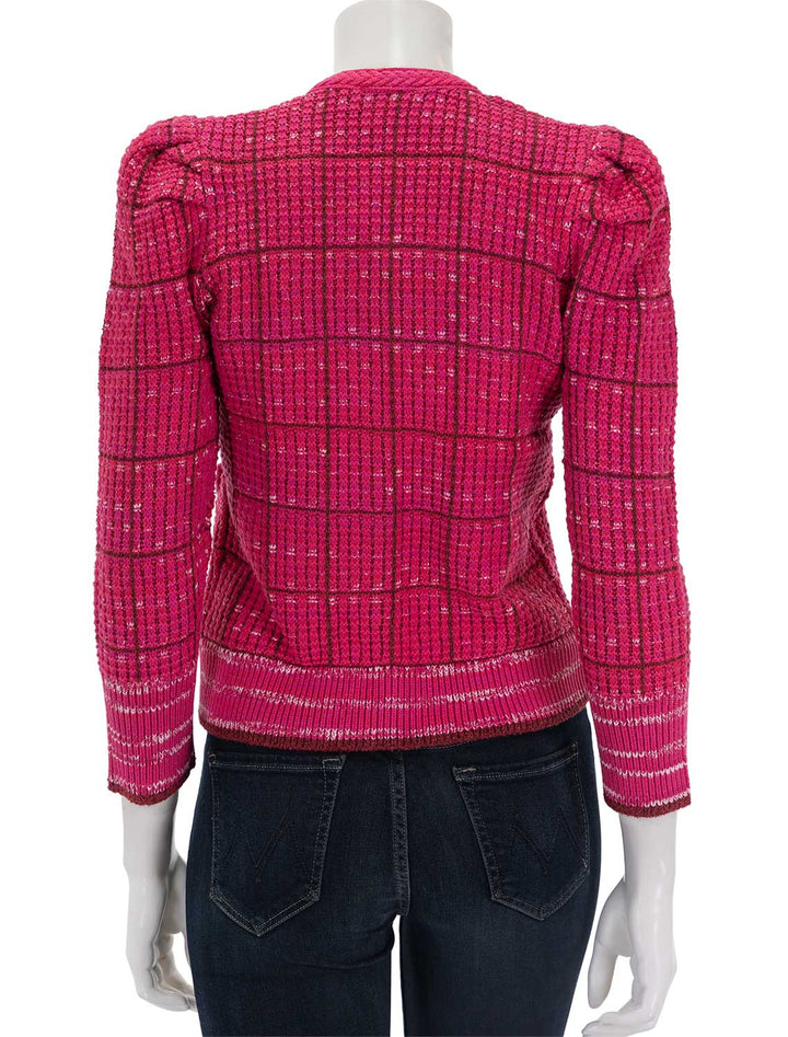 back view of jenni cardigan in pink multi