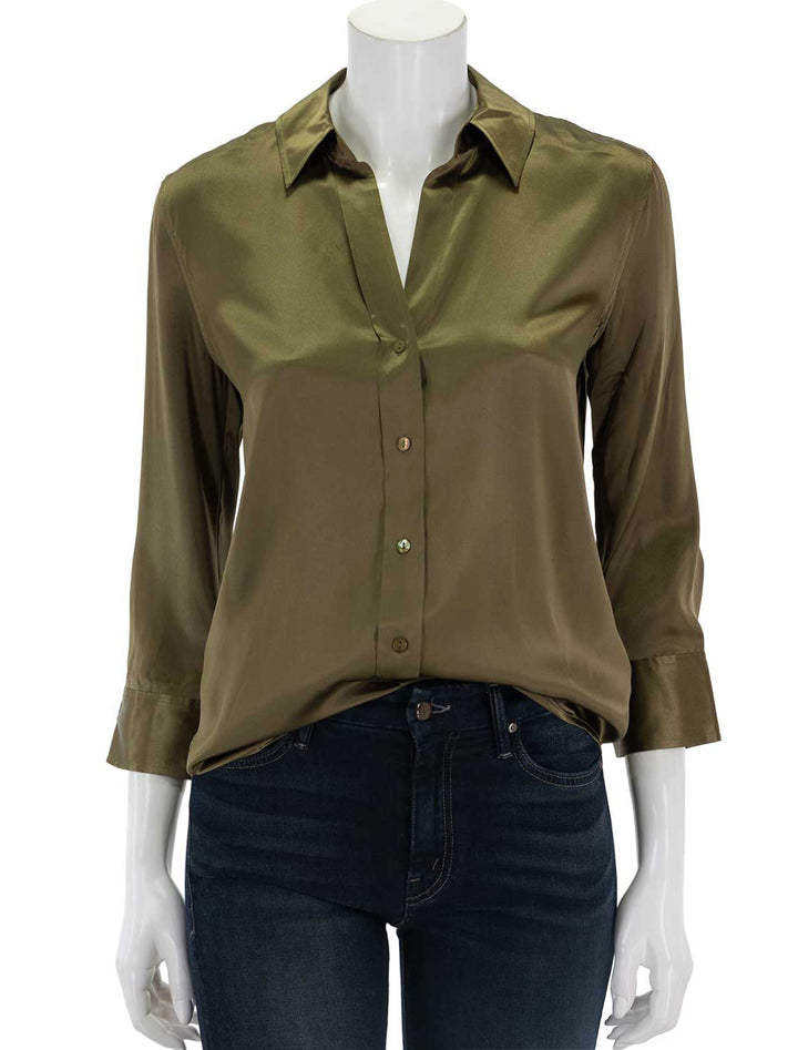 Front view of L'Agence's dani blouse in pine.