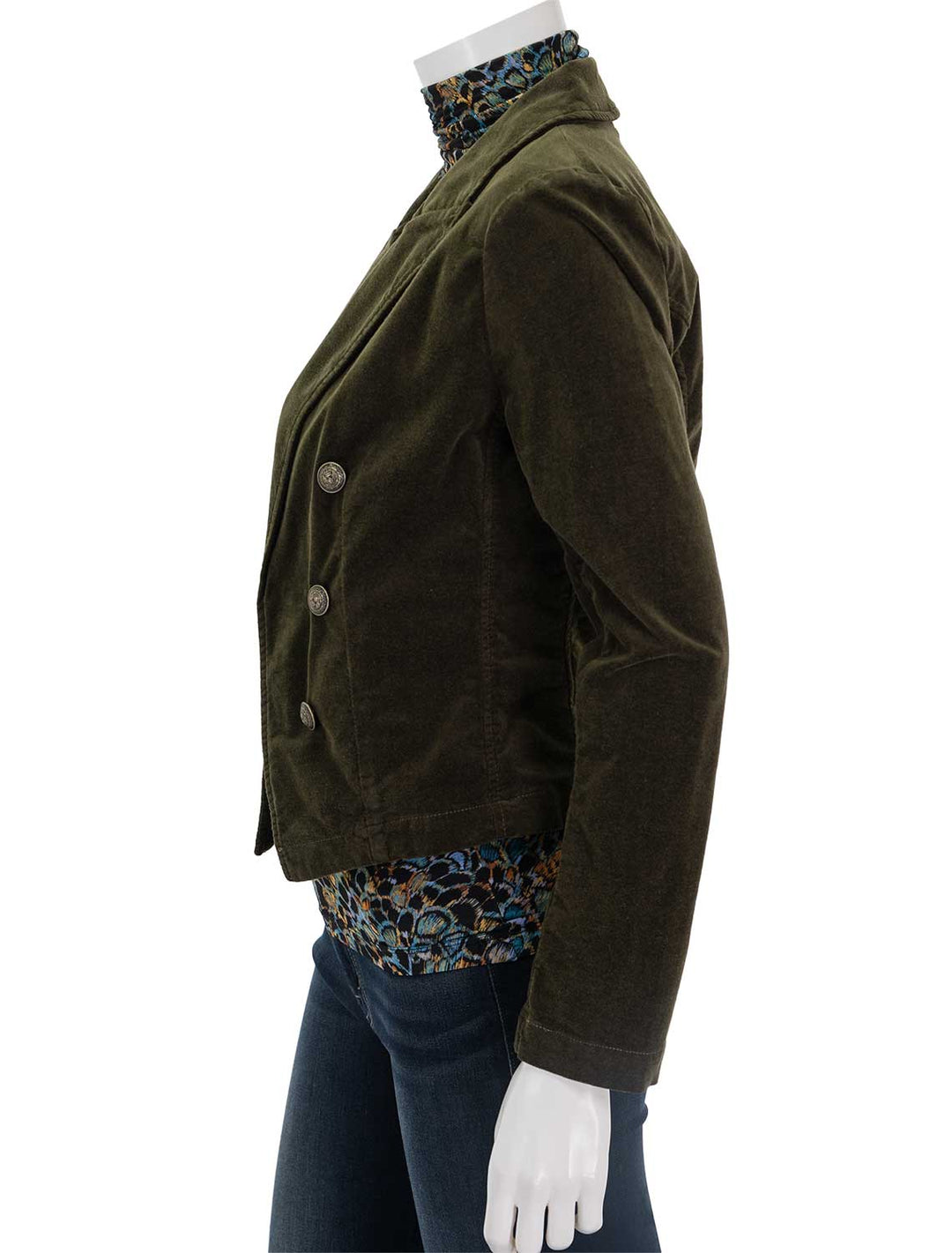 Side view of L'Agence's wayne crop jacket in pine.