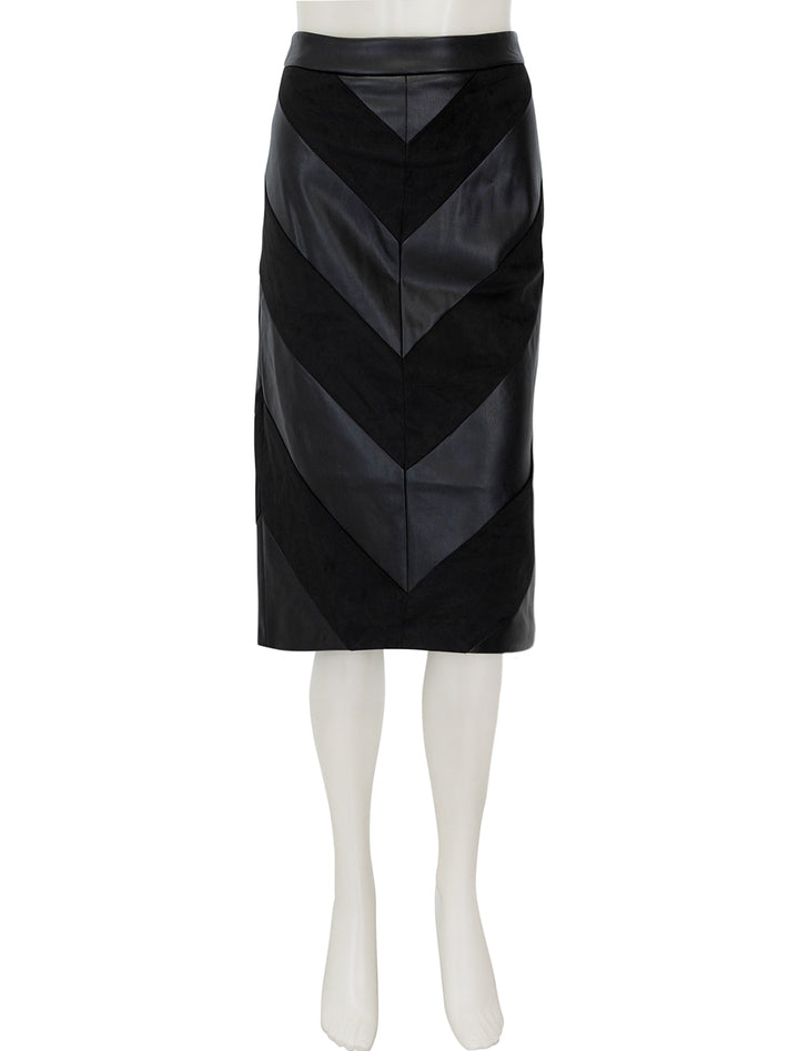 Front view of L'agence's erma patchwork skirt in black.