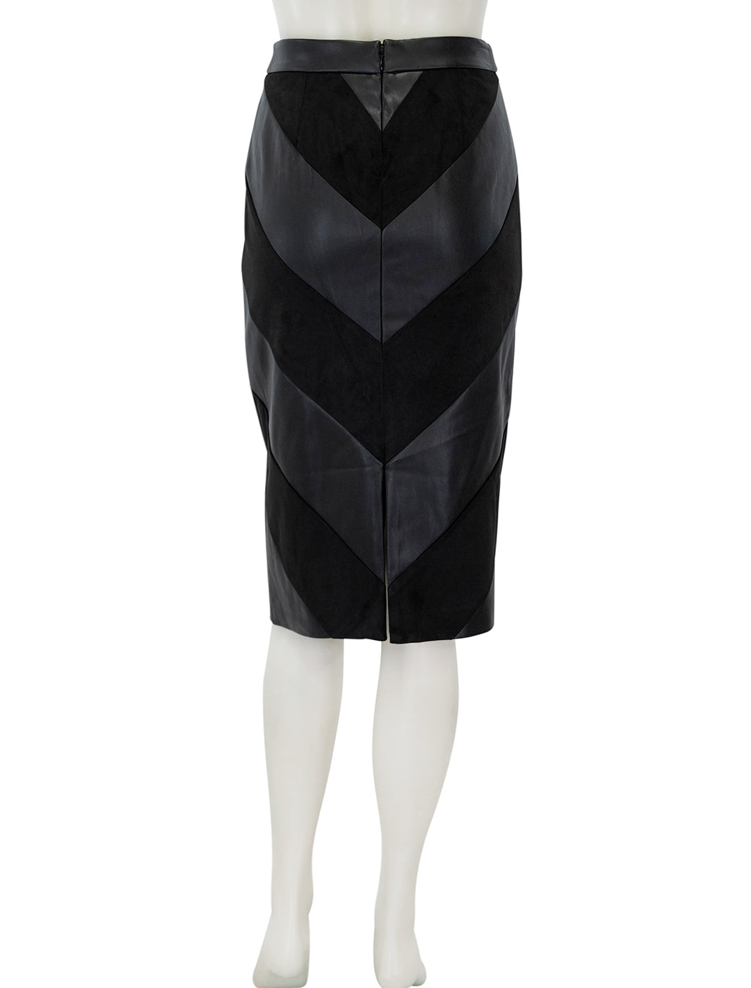 Back view of L'agence's erma patchwork skirt in black.