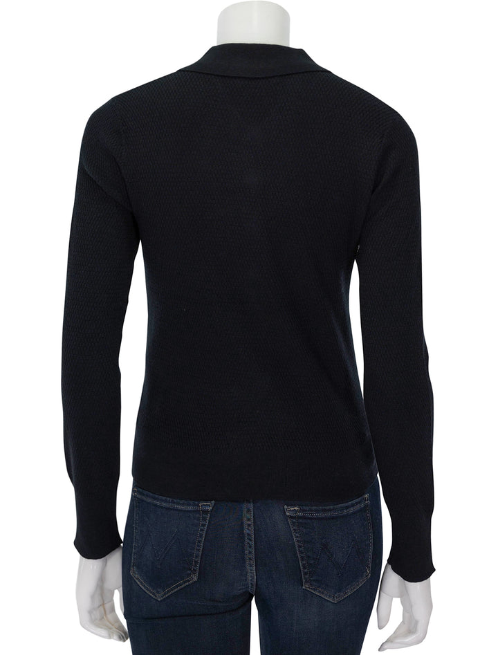 Back view of L'agence's sterling jewel button sweater in black.