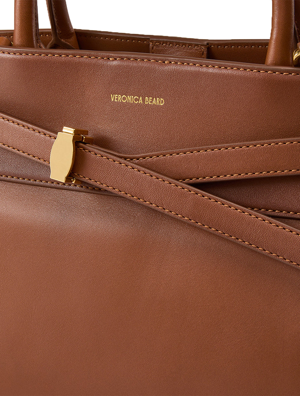 Close-up view of Veronica Beard's the vb dash bag in burnished.