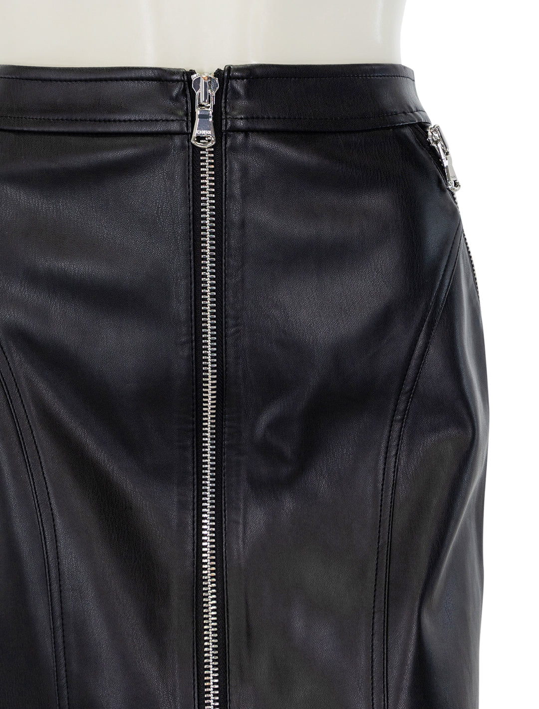 Close-up view of L'Agence's Ambrose Zip Pencil Skirt in Black.