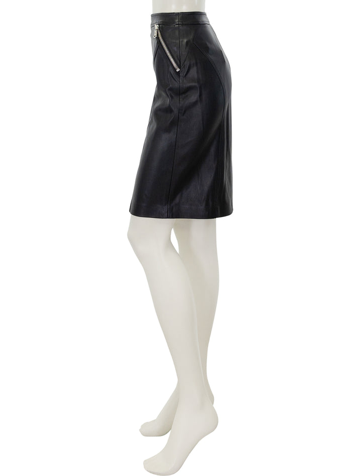 Side view of L'Agence's Ambrose Zip Pencil Skirt in Black.