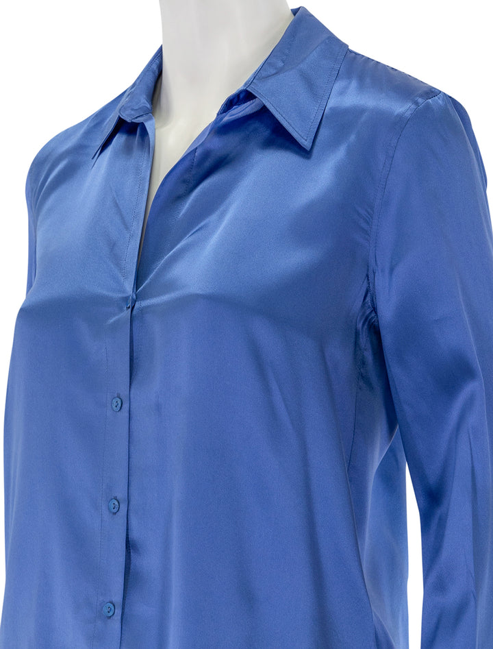 Close-up view of L'agence's tyler blouse in dusty periwinkle.