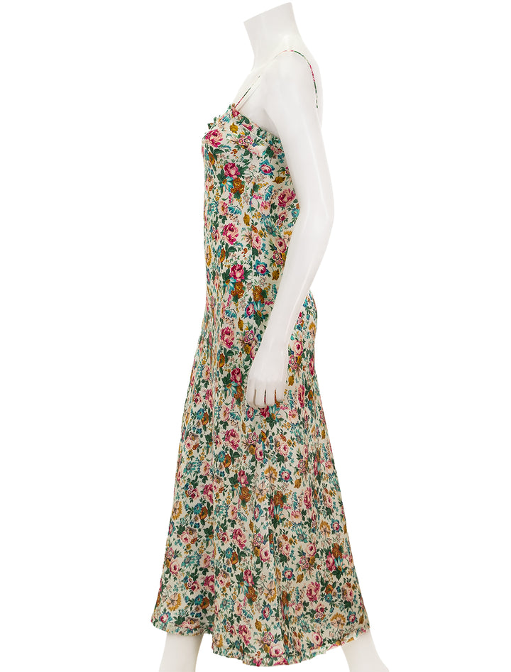 Side view of DOEN's calsi dress in liberty rose romance.