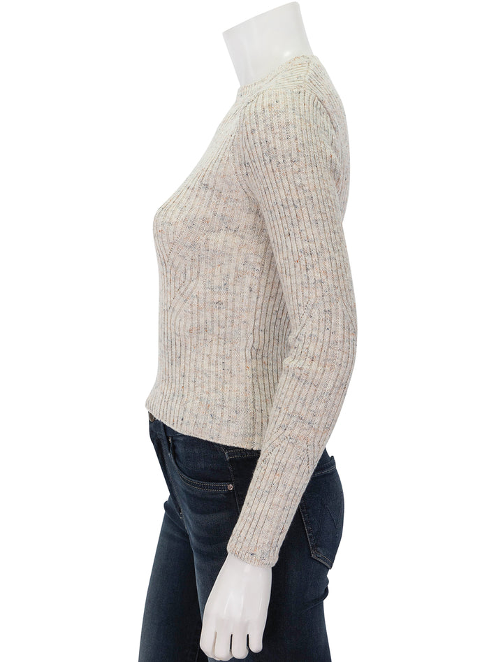 Side view of Sessun's wasdale pullover in whistone.