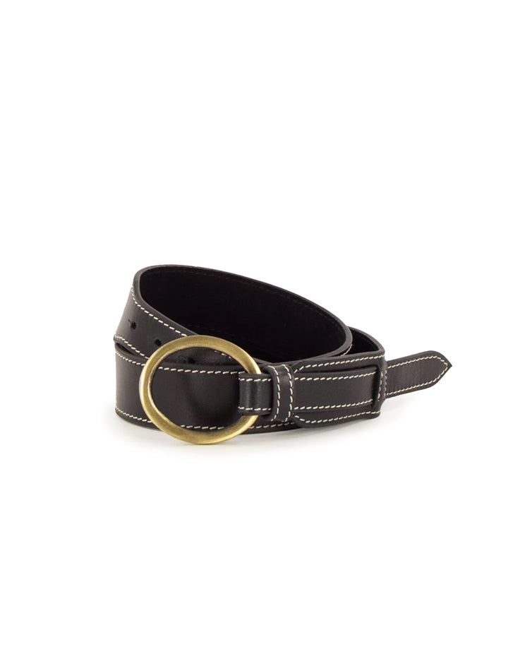 Front view of Sessun's antonino belt in black.