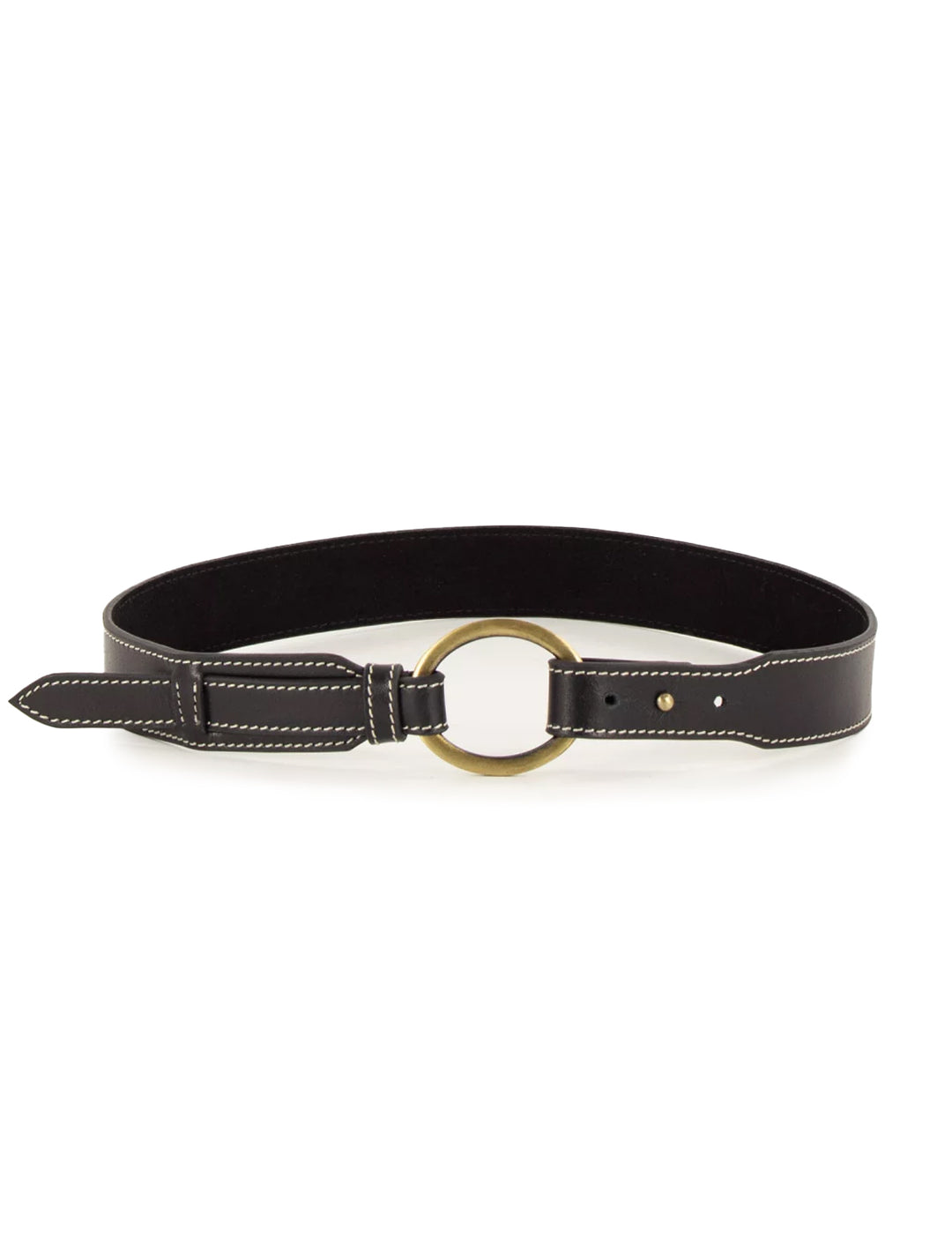 Alternative front view of Sessun's antonino belt in black.