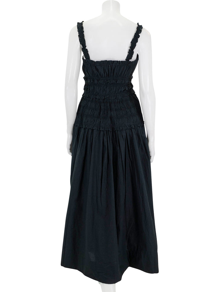 Back view of DOEN's marianne dress in black.