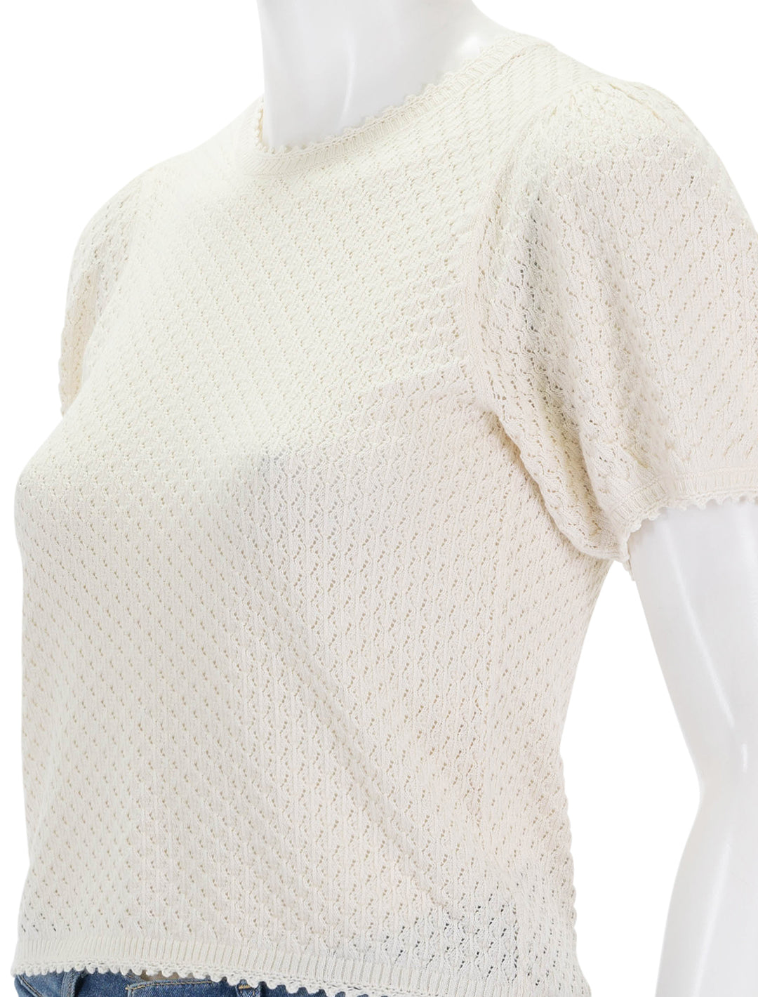 Close-up view of DOEN's Carena Top in Gardenia.