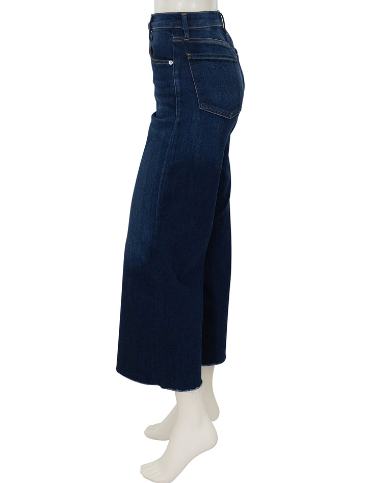 Side view of Citizens of Humanity's lyra wide leg crop in lotus.