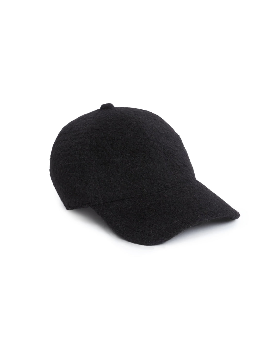 Front angle view of Rag & Bone's cozy baseball hat in black.