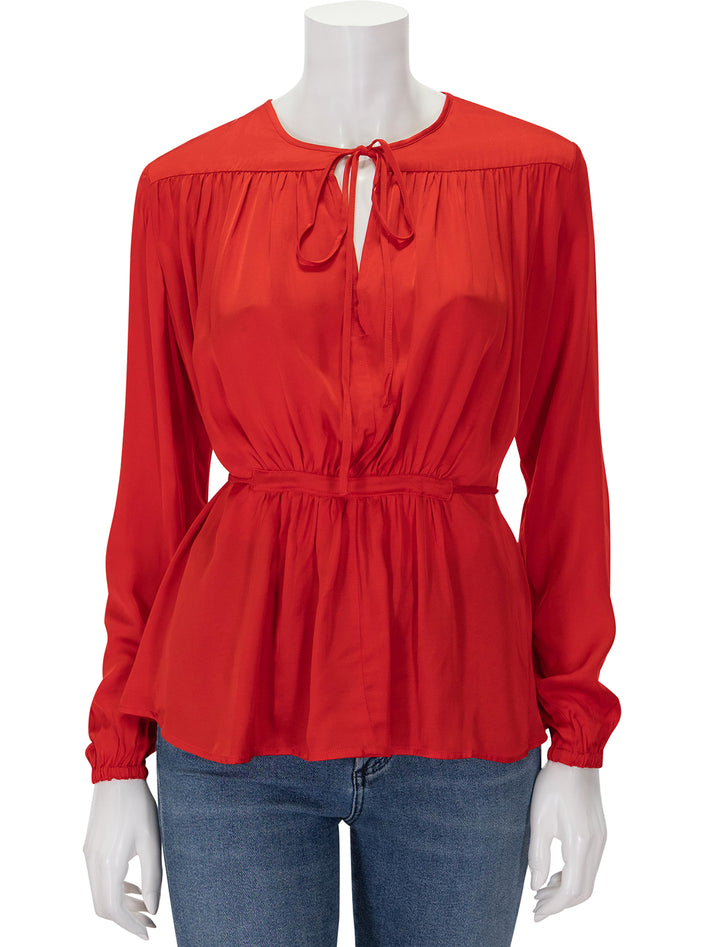 Front view of Saint Art's arya blouse in molten lava.