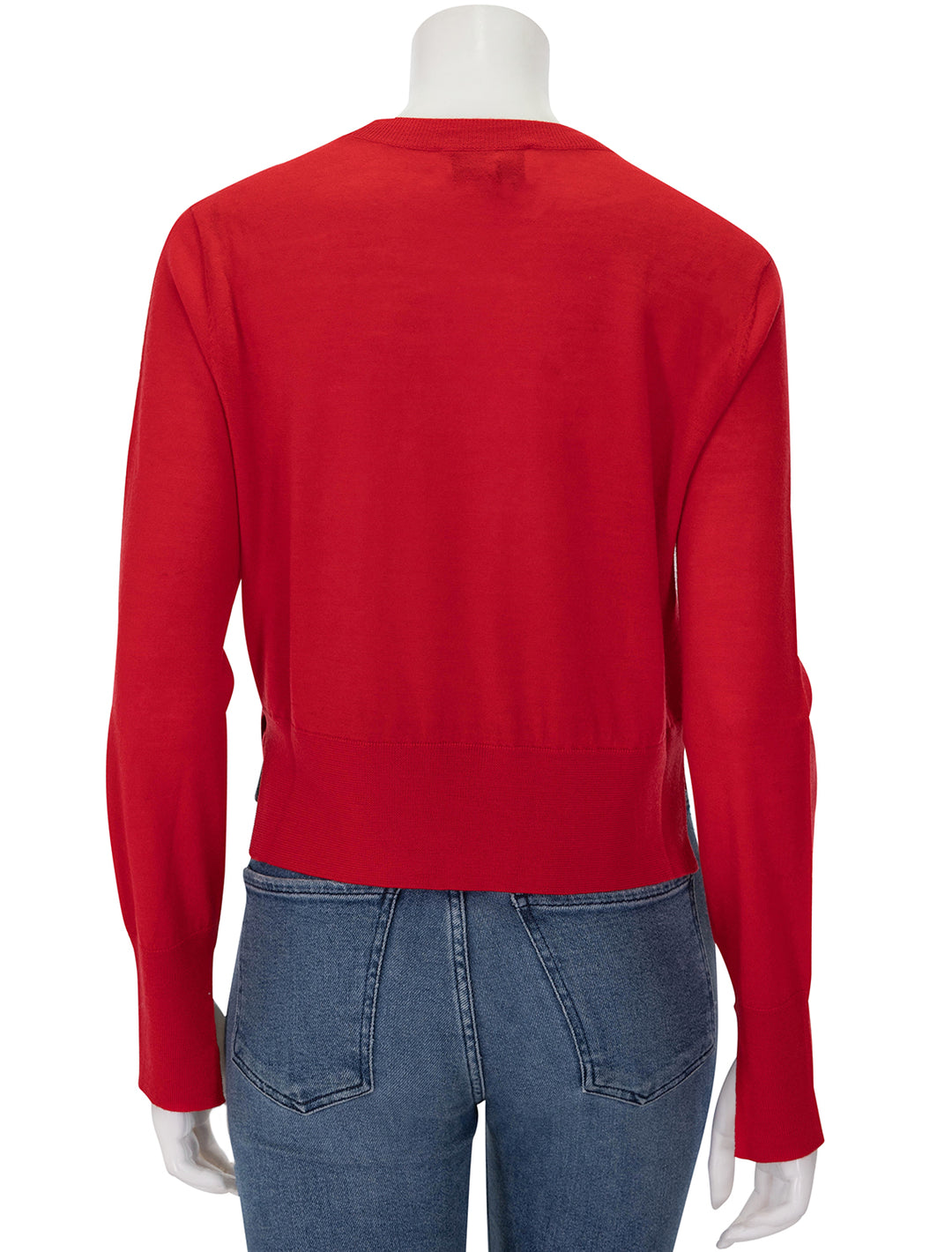 Back view of Saint Art's elodie layered crewneck in tomato.