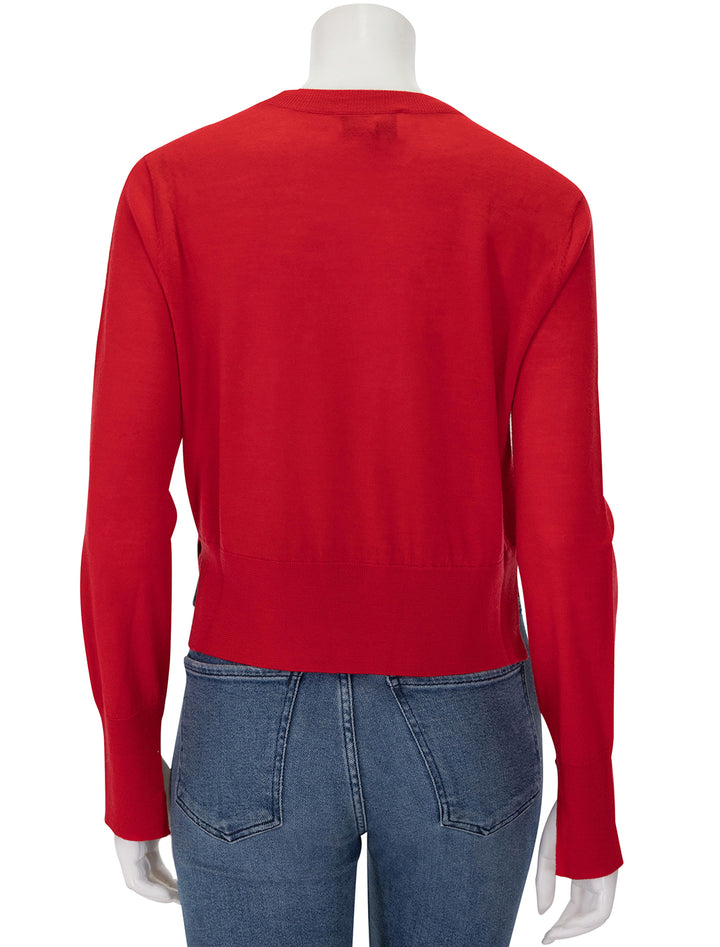 Back view of Saint Art's elodie layered crewneck in tomato.