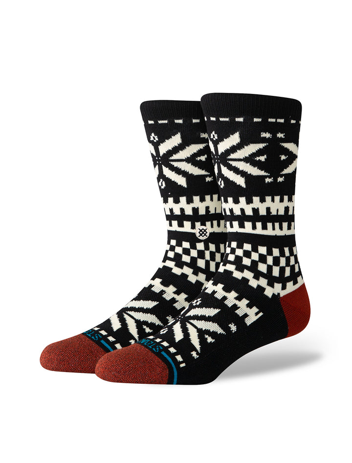 Side angle view of Stance's flake crew socks.