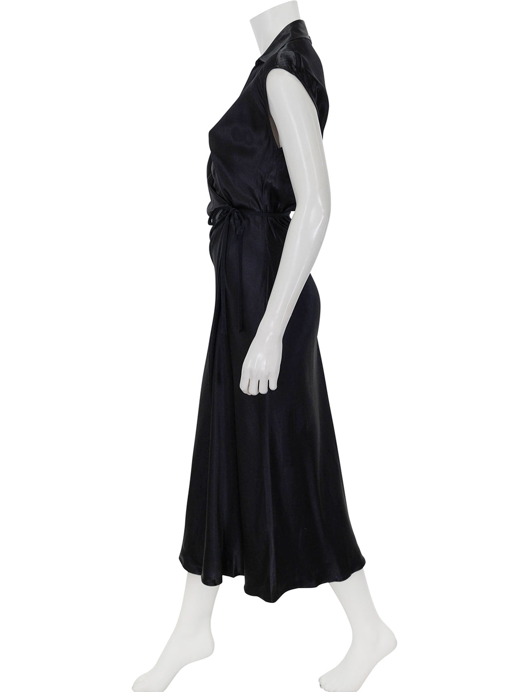 Side view of Rails' alai dress in black.