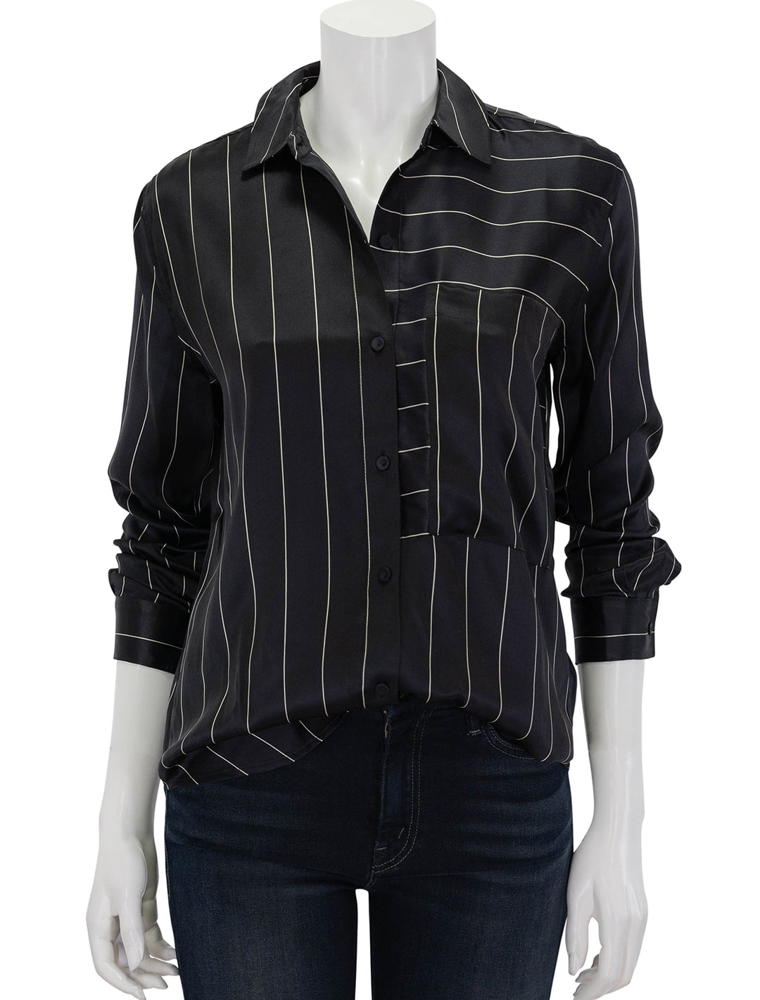 Front view of Rails' spencer top in ink stripe.