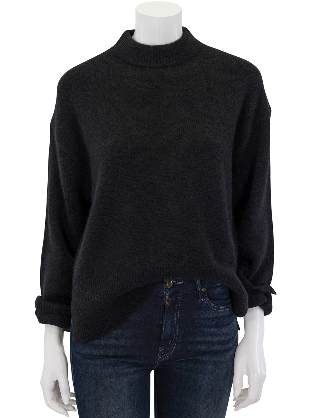 Front view of Rails' miranda crew sweater in black.