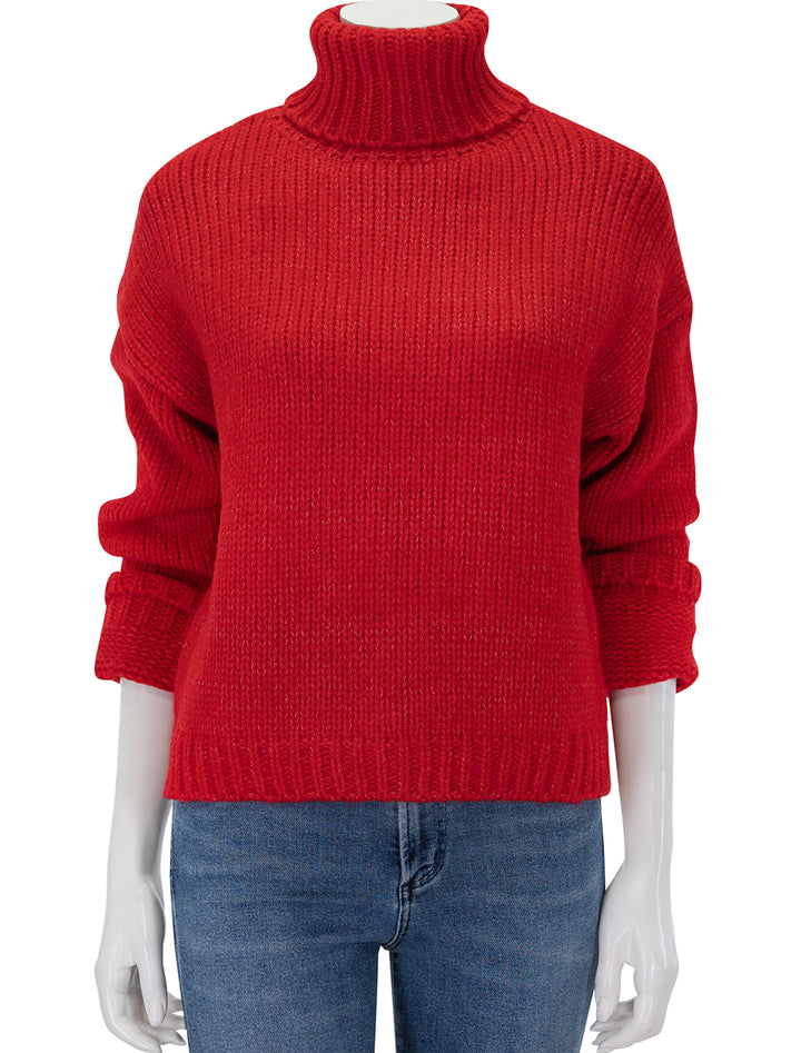 Front view of Line's amelie turtleneck in scarlet.